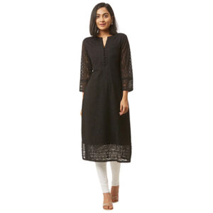 Black Color Embroidered Georgette Kurta Set for Women
