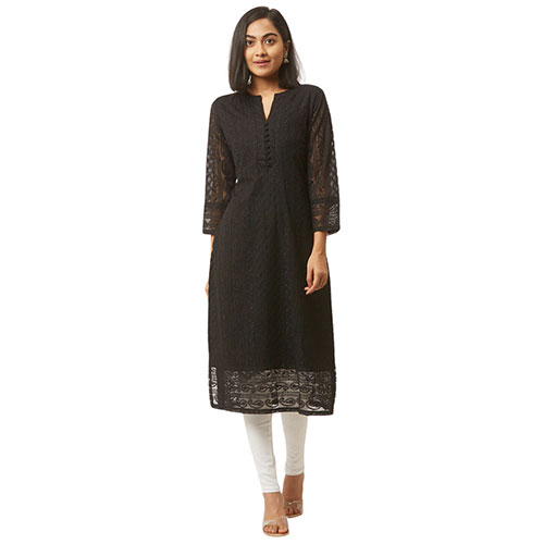 Black Color Embroidered Georgette Kurta Set for Women