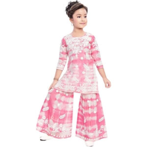Pink Color Classy Cotton Kurta With Sharara Set