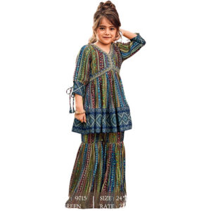 Green Printed Georgette Aliya Cut Sharara Set With Embroidery