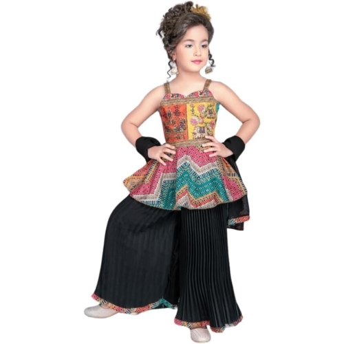 Girls Sequin Top and Palazzo Set, Festive Indian Wear Outfit, Large