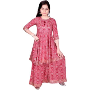 Tomato Red Cotton Co-Ord Set Top and matching Gharara