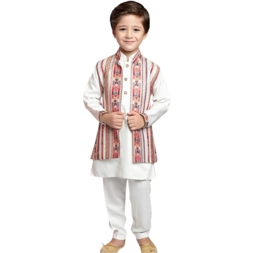 Kids Embroidered Indian Kurta Pyjama Suit Set